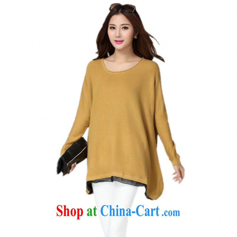 Land is the Yi-package the fat ladies' knitted sweaters thick mm XL solid color sweater relaxed, solid-colored Cheongsams solid shirts short skirts video thin leisure yellow are code for 130 - 180 jack