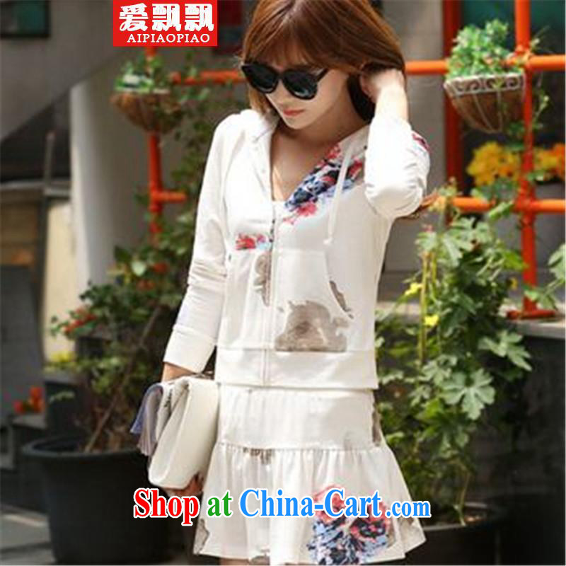 Love waving B 2014 autumn Korean female stamp duty, long-sleeved sweater Sports & Leisure package 100 hem set the skirt with trousers white XL, love flying (AIPIAOPIAO), online shopping