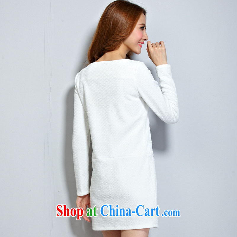 cheer for the code women with thick MM fall and winter new cartoon stamp duty on her sister graphics thin large long-sleeved dresses Item No. 2296 white 5 XL, cross-sectoral provision (qisuo), shopping on the Internet