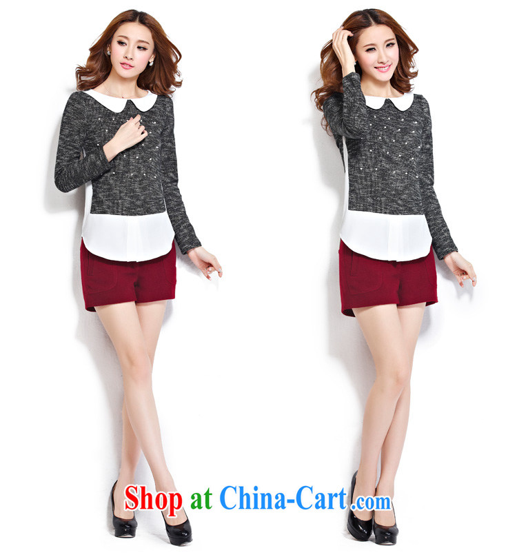 cheer for the code women with thick MM fall and winter new sweet false 2 thick sister graphics thin long-sleeved woolen shirt T pension number 2275 black 5 XL pictures, price, brand platters! Elections are good character, the national distribution, so why buy now enjoy more preferential! Health