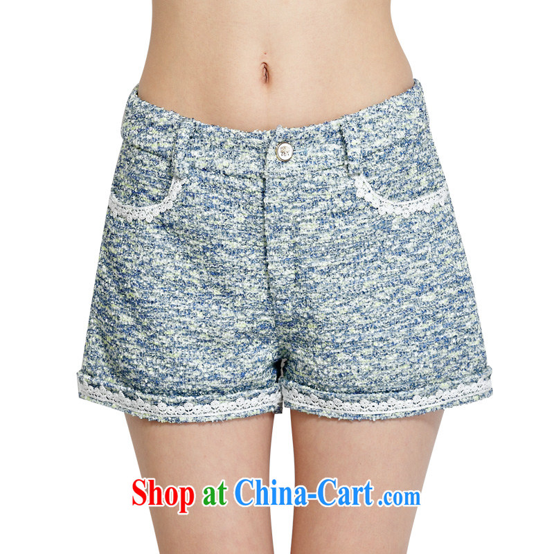 cheer for the code women with thick MM autumn and winter, the United States and Europe thick sister graphics thin large knitting small shorts Item No. 2270 blue 2 XL, cheer for (qisuo), and shopping on the Internet