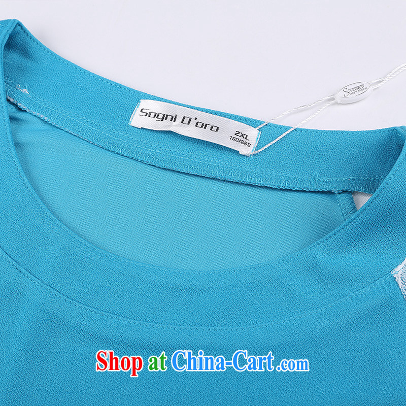 Laurie flower, XL women mm thick summer new 2014 minimalist round collar, sleeve T-shirt T-shirt 6785 light blue 5 XL, Shani Flower (Sogni D'oro), online shopping