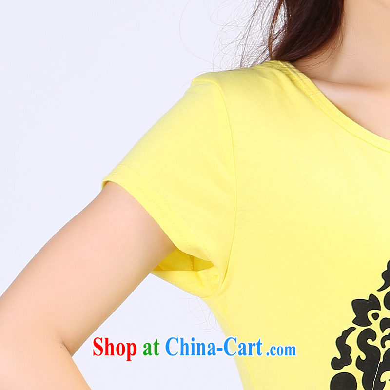 Elizabeth Anne flower, XL girls with thick mm summer new 2014 simplicity and the short-sleeved stamp leisure video thin T-shirt T-shirts 6743 yellow 6 XL, Shani Flower (Sogni D'oro), and, on-line shopping