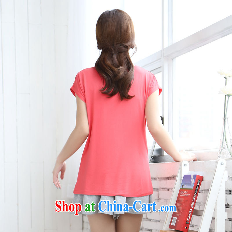 Laurie, flower special XL female thick mm summer new, 2014 Korean version with stamp duty loose video thin T-shirt T-shirt 6728 pink 4 XL, Shani Flower (Sogni D'oro), online shopping