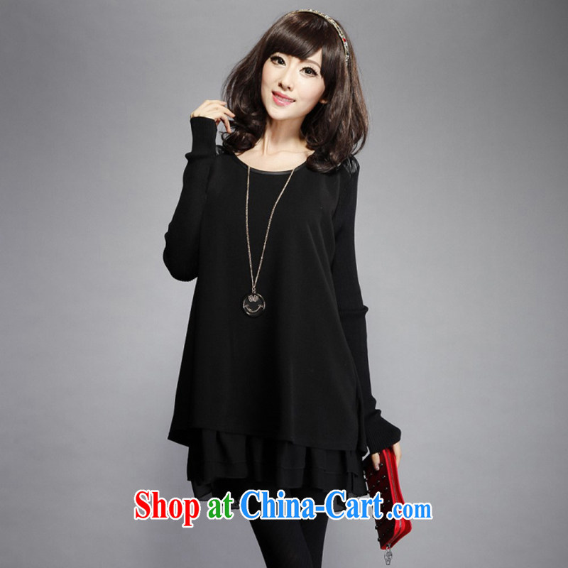 First Pan spring 2015 new Korean loose the code female thick sister dresses black XXXXXL, first lived (ZITANHUA), and, on-line shopping
