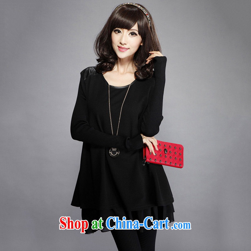 First Pan spring 2015 new Korean loose the code female thick sister dresses black XXXXXL, first lived (ZITANHUA), and, on-line shopping