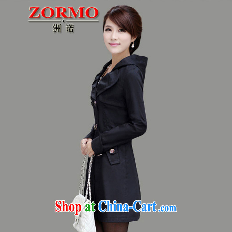 ZORMO Korean women mm thick and fat increases, the lapel, long wind jacket bowtie girl jacket black 6 XL 195 - 215 jack, ZORMO, shopping on the Internet