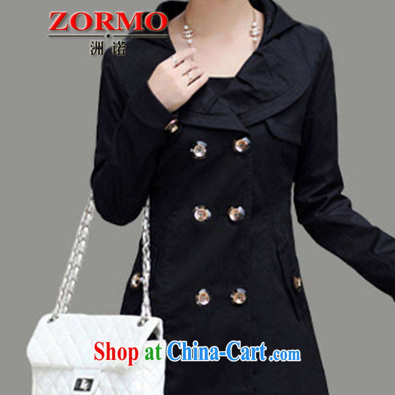 ZORMO Korean women mm thick and fat increases, the lapel, long wind jacket bowtie girl jacket black 6 XL 195 - 215 jack, ZORMO, shopping on the Internet