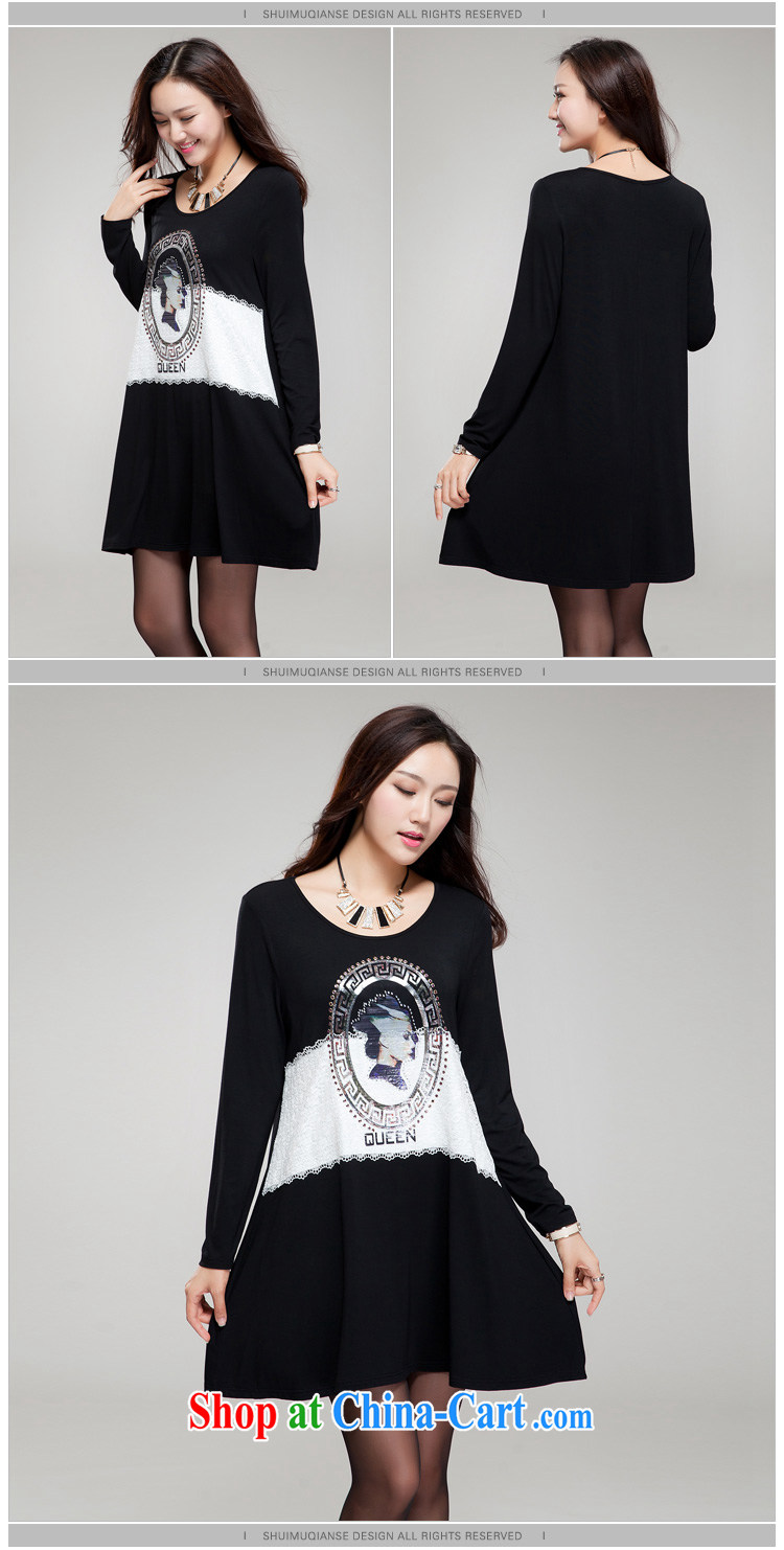 Huan Zhu Ge Ge Ge 2015 new Korean version XL girls thick MM graphics thin knocked color tile with sepia stamp hot drill very casual dress SM 25 black 4 XL (190 jack - 210 Jack through) pictures, price, brand platters! Elections are good character, the national distribution, so why buy now enjoy more preferential! Health