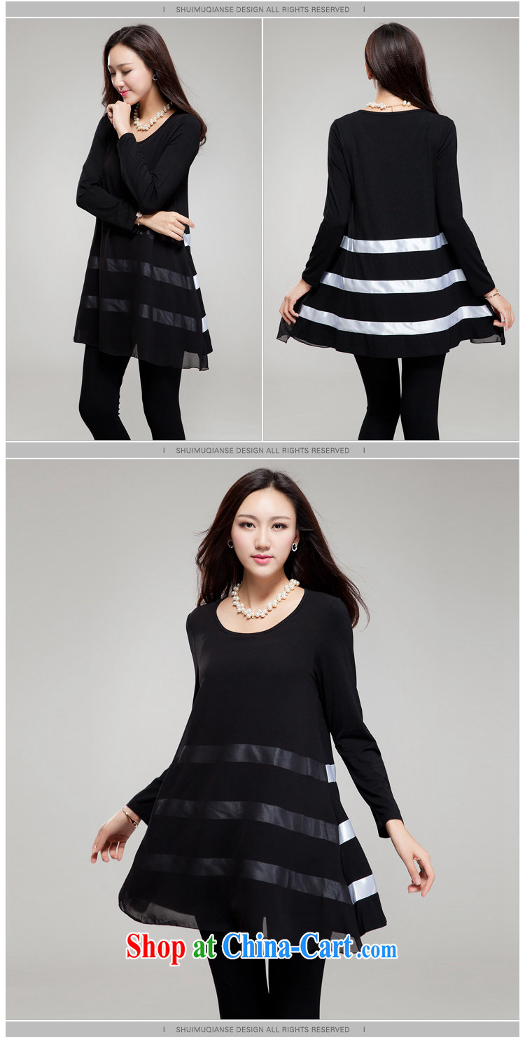 Huan Zhu Ge Ge Ge new Korean XL female fat, Video thin round-collar stitching streaks relaxed beauty dresses SM 15 black 2 XL (145 jack - 155 Jack through) pictures, price, brand platters! Elections are good character, the national distribution, so why buy now enjoy more preferential! Health