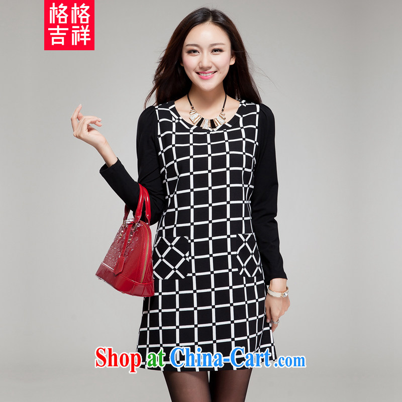 Huan Zhu Ge Ge Ge 2015 XL female fat people graphics thin new Korean relaxed beauty tartan dresses SM 002 black 4XL _191 jack - 210 Jack through_
