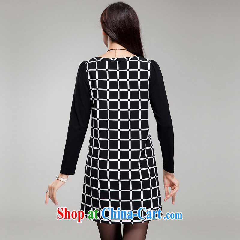 Huan Zhu Ge Ge Ge 2015 XL girls with thick, graphics thin new Korean relaxed beauty tartan dresses SM 002 black 4XL (191 jack - 210 jack wear), Princess auspicious, shopping on the Internet