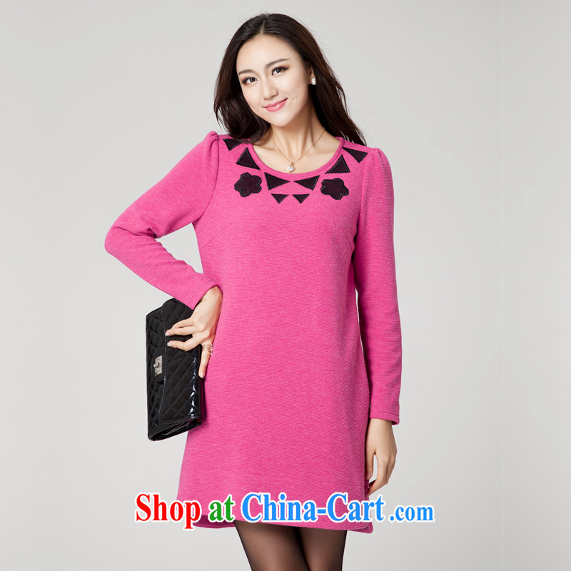 Huan Zhu Ge Ge Ge new Korean XL girls thick MM graphics thin round-collar relaxed casual knit embroidered dresses clearance SM 39 red 4 XL (191 jack - 210 jack wear), Princess auspicious, shopping on the Internet