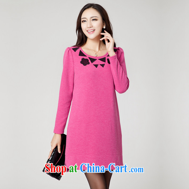 Huan Zhu Ge Ge Ge new Korean XL girls thick MM graphics thin round-collar relaxed casual knit embroidered dresses clearance SM 39 red 4 XL (191 jack - 210 jack wear), Princess auspicious, shopping on the Internet