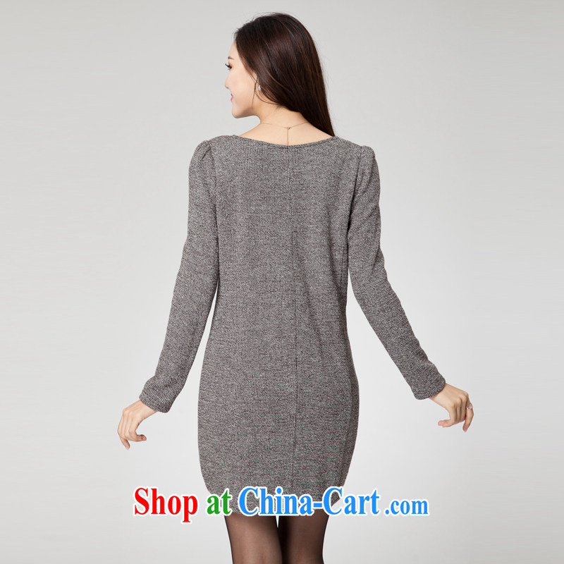 Huan Zhu Ge Ge Ge new Korean version XL girls thick MM graphics thin round-collar beauty loose knitted dresses SM 38 gray 4 XL (191 jack - 210 jack wear), Princess auspicious, shopping on the Internet