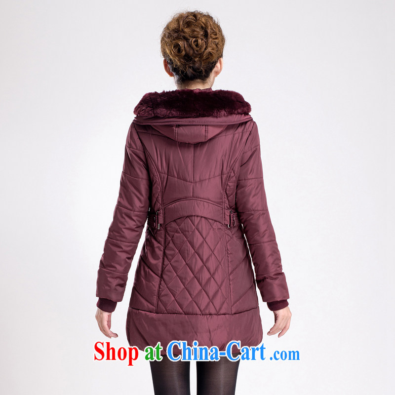 The SSU Mak autumn and winter, the Korean version and indeed the long leisure jacket for gross coat cotton suit larger female B 07 wine red 5 XL, the SSU Mak, shopping on the Internet