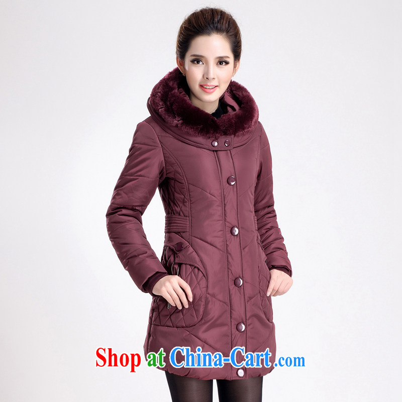 The SSU Mak autumn and winter, the Korean version and indeed the long leisure jacket for gross coat cotton suit larger female B 07 wine red 5 XL, the SSU Mak, shopping on the Internet