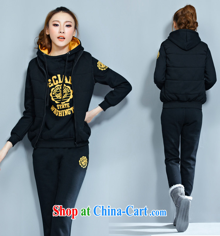 Korean fashion autumn and winter, the lint-free cloth with thick Leisure package, Yi 3-Piece female black on yellow XXXXL pictures, price, brand platters! Elections are good character, the national distribution, so why buy now enjoy more preferential! Health
