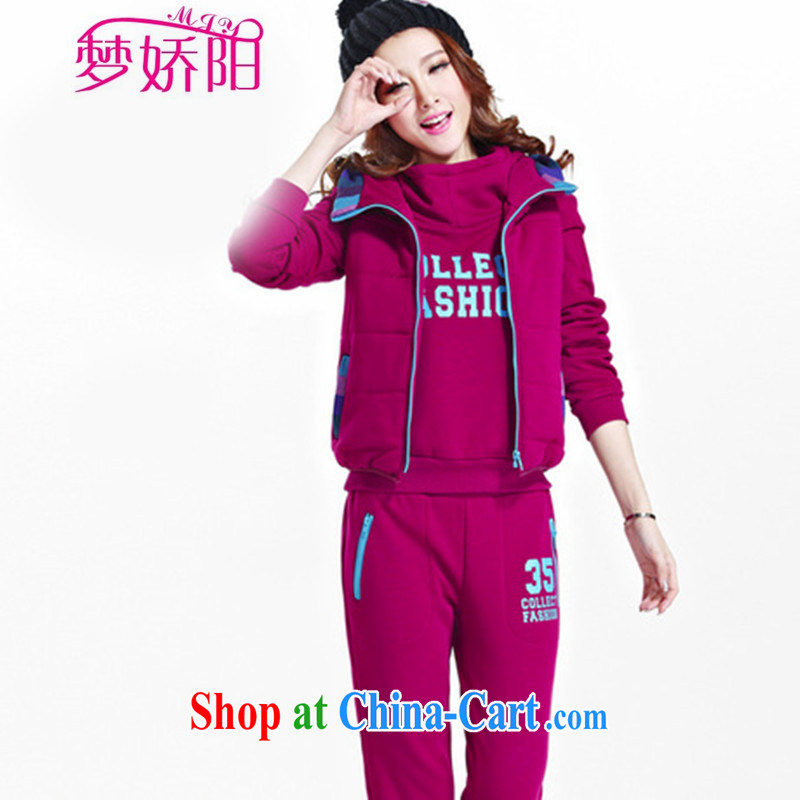 New popular and lint-free cloth, clothing and 3 piece set thick Kit female winter graphics thin uniforms Leisure package Korean rose red XXL dream air Yang (MENGJIAOYANG), online shopping