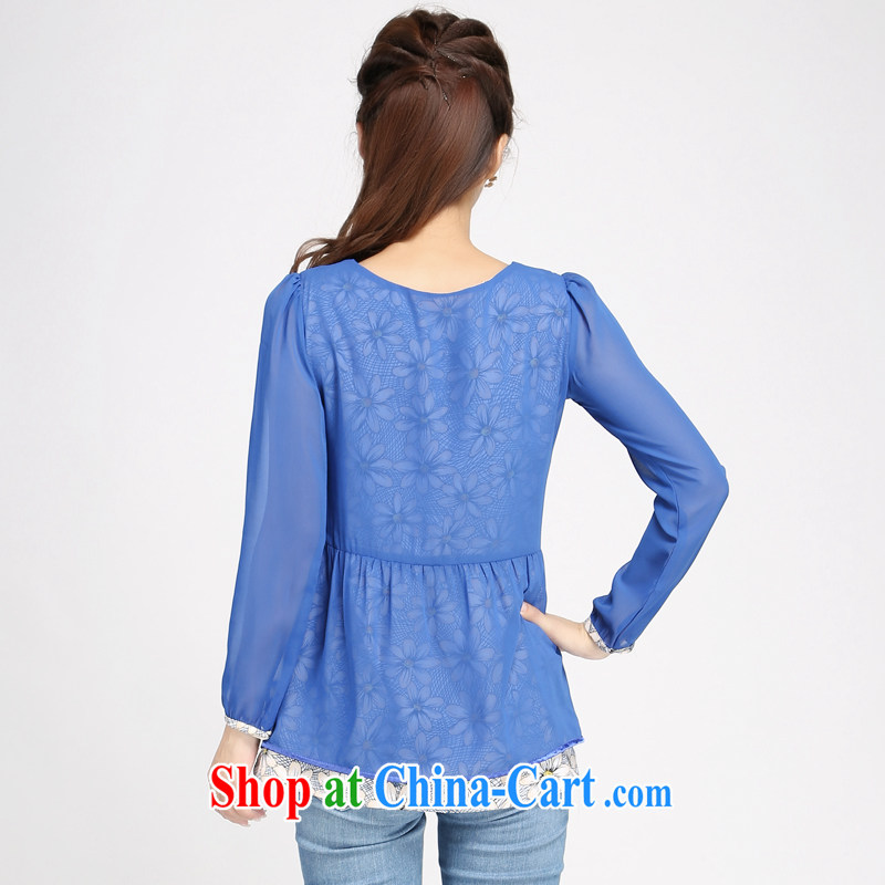Laurie flower, FAT and FAT increases, female 2014 thick sister 200 Jack fall on new Korean snow woven bubble cuff video thin T shirt T-shirt 4011 blue 4 XL, Shani Flower (Sogni D'oro), online shopping