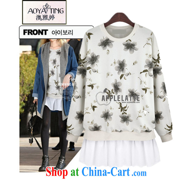o Ya-ting 2015 Spring and Autumn new Europe and indeed the XL women leave of two parts, clothing and thick sister stamp-sweater girl D 12 white 5 XL recommends that you 175 - 200 jack