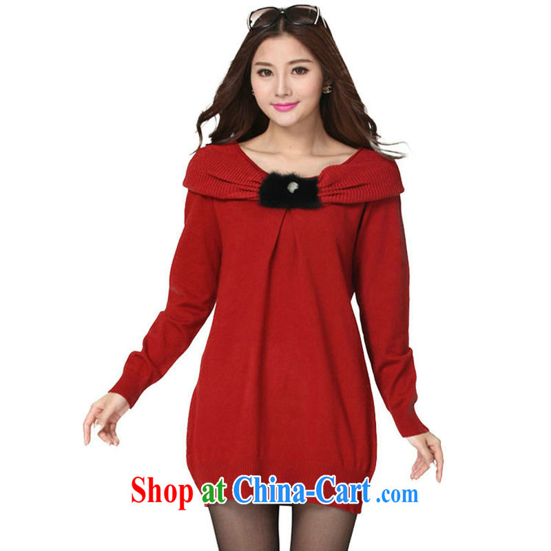 The blue 2015 spring new Korean Beauty graphics thin bowtie knitted sweaters skirts thick MM XL thick sister larger women 3100 big red code are code brassieres 100 - 118