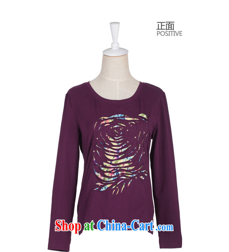 Sunrise House autumn 2014 long-sleeved 100 ground embroidered T pension round-collar cotton shirt solid code the mother is comfortable girls long-sleeved purple 3XL pictures, price, brand platters! Elections are good character, the national distribution, so why buy now enjoy more preferential! Health