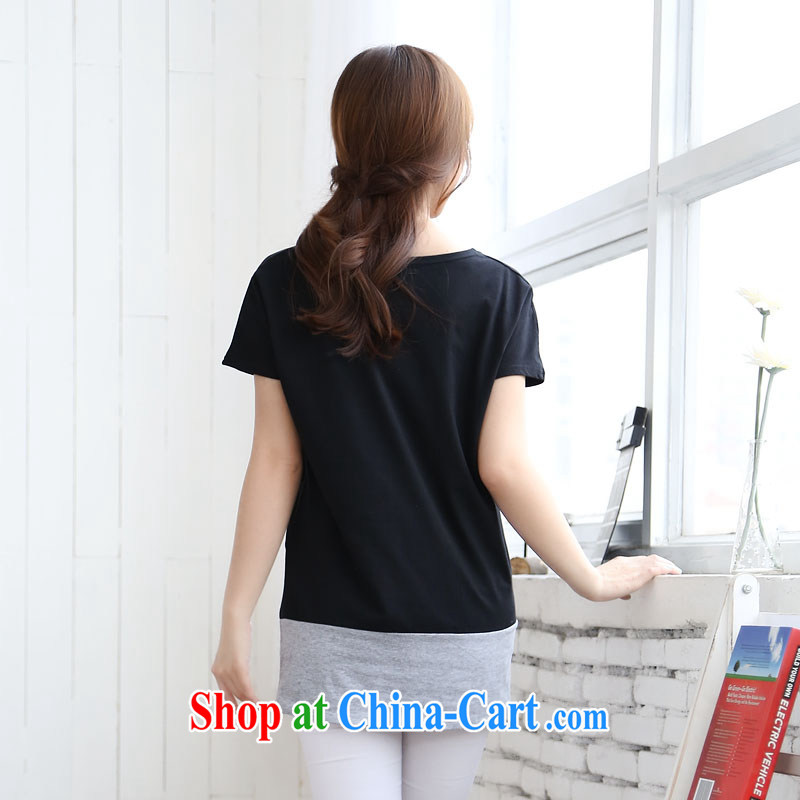 The limited-time-out as soon as possible, and women with thick mm summer new 2014 graphics thin, large, short-sleeved T-shirt 6713 black 4XL, Shani Flower (Sogni D'oro), online shopping