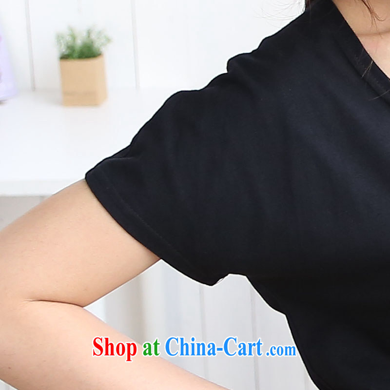 The limited-time-out as soon as possible, and women with thick mm summer new 2014 graphics thin, large, short-sleeved T-shirt 6713 black 4XL, Shani Flower (Sogni D'oro), online shopping