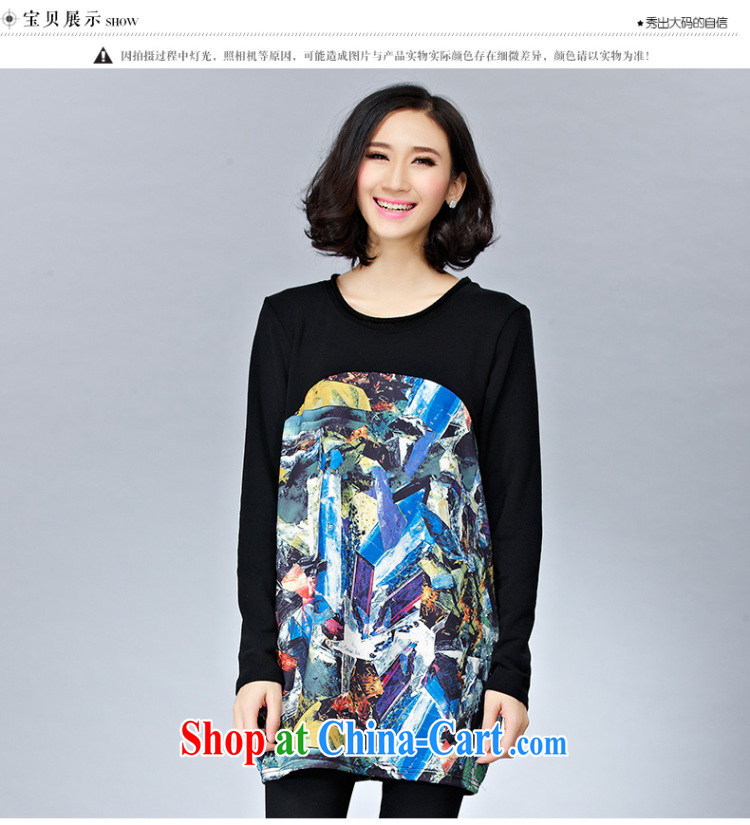 Eternal show 2014 autumn and winter, the larger female American and European digital stamp long-sleeved dresses, wear solid black 3 XL pictures, price, brand platters! Elections are good character, the national distribution, so why buy now enjoy more preferential! Health