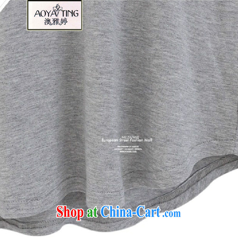 o Ya-ting 2015 Spring and Autumn new Korean beauty is indeed the XL T-shirt round V collar solid shirt T shirts girls solid color light gray 5 XL recommends that you 175 - 200 jack, O Ya-ting (aoyating), online shopping