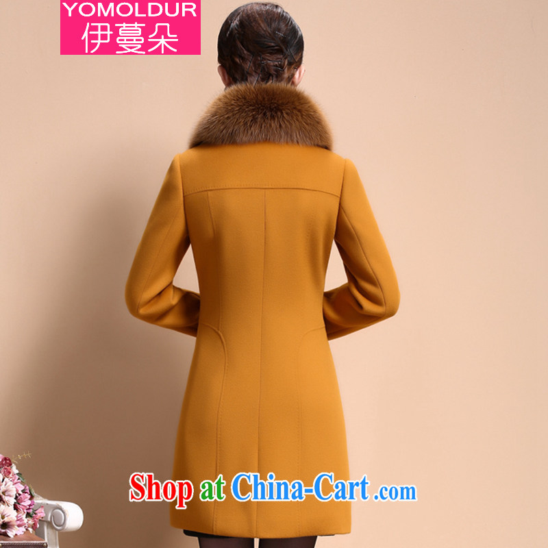 The evergreens flower winter 2014 Korean gross for larger women, long, cashmere wool coat this jacket female DM 603 yellow M, evergreens Flower (YOMOLDUR), online shopping