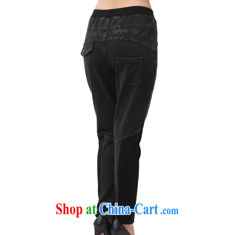 Sun Flower larger ladies' pants thick MM winter 2014 new the lint-free cloth thick warm trousers pants 6166 black 6 XL (waist 84 - 114 cm), TAI YANG HUA, shopping on the Internet