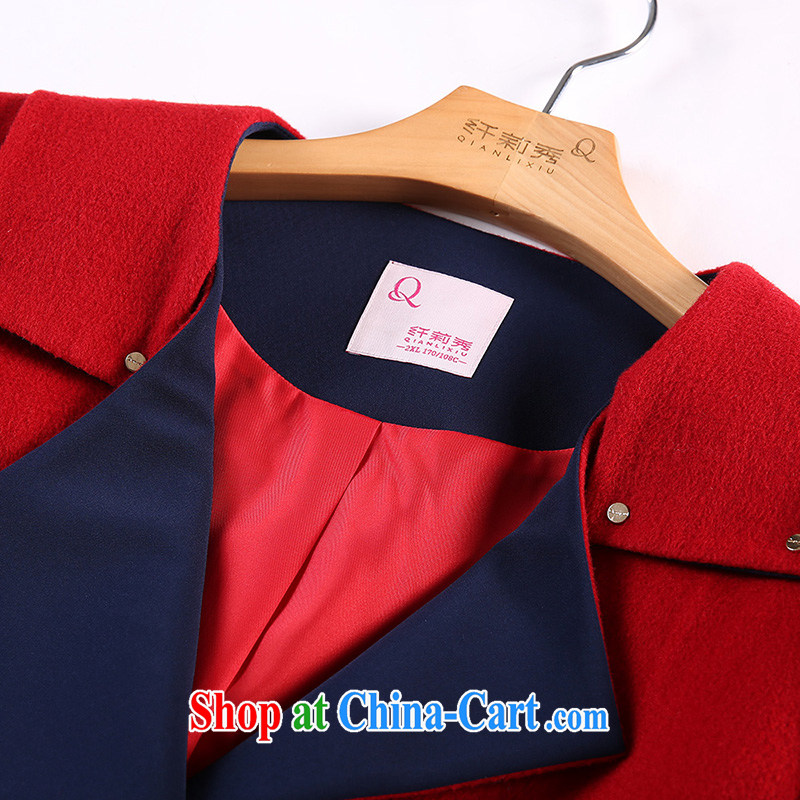 Slim LI Sau New England hit color long fleece coat? Q 6268 red 2 XL, slim Li-su, and shopping on the Internet