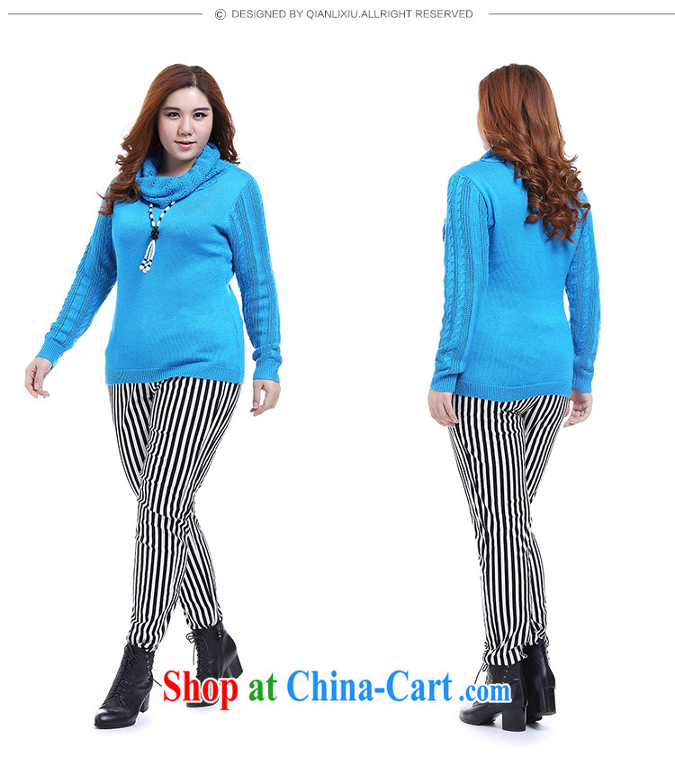 Slim Li-su 2014 autumn new, larger female leisure high-collar solid shirt sweater Q 6031 color blue XL pictures, price, brand platters! Elections are good character, the national distribution, so why buy now enjoy more preferential! Health