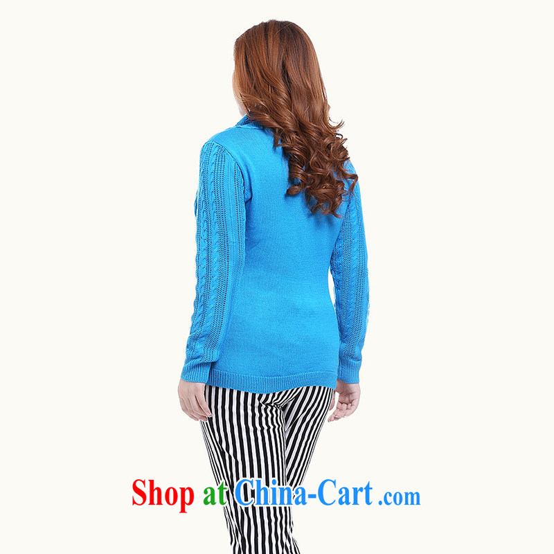 Slim Li-su 2014 autumn new, larger female leisure high-collar solid shirt sweater Q 6031 color blue XL, slim Li-su, and shopping on the Internet