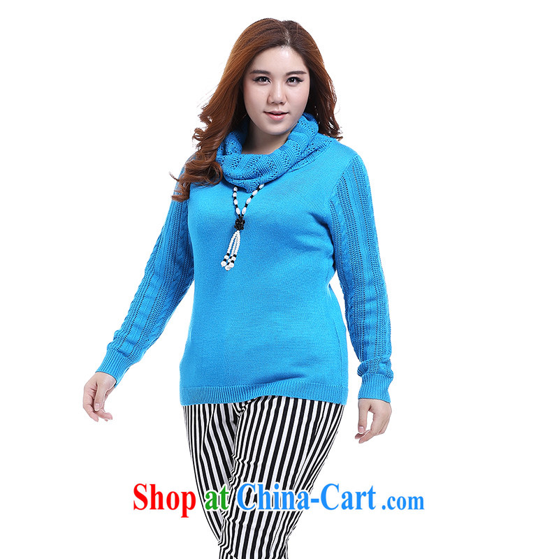 Slim Li-su 2014 autumn new, larger female leisure high-collar solid shirt sweater Q 6031 color blue XL, slim Li-su, and shopping on the Internet