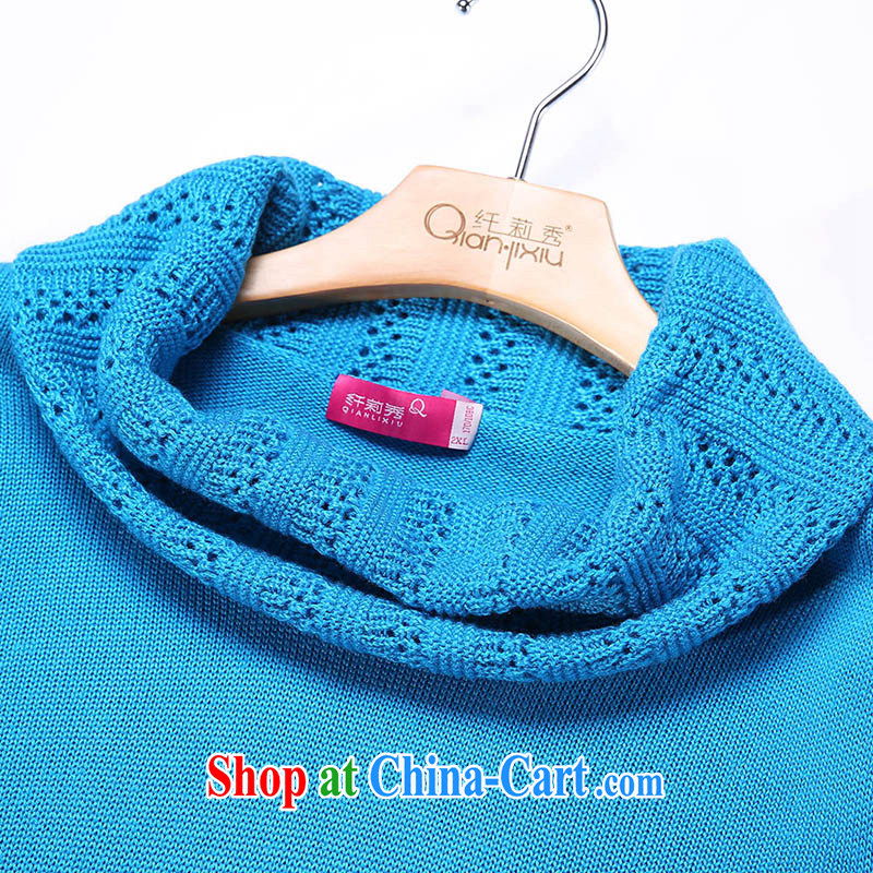 Slim Li-su 2014 autumn new, larger female leisure high-collar solid shirt sweater Q 6031 color blue XL, slim Li-su, and shopping on the Internet