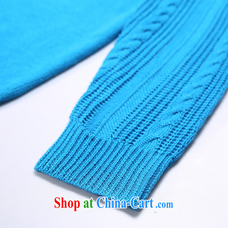Slim Li-su 2014 autumn new, larger female leisure high-collar solid shirt sweater Q 6031 color blue XL, slim Li-su, and shopping on the Internet