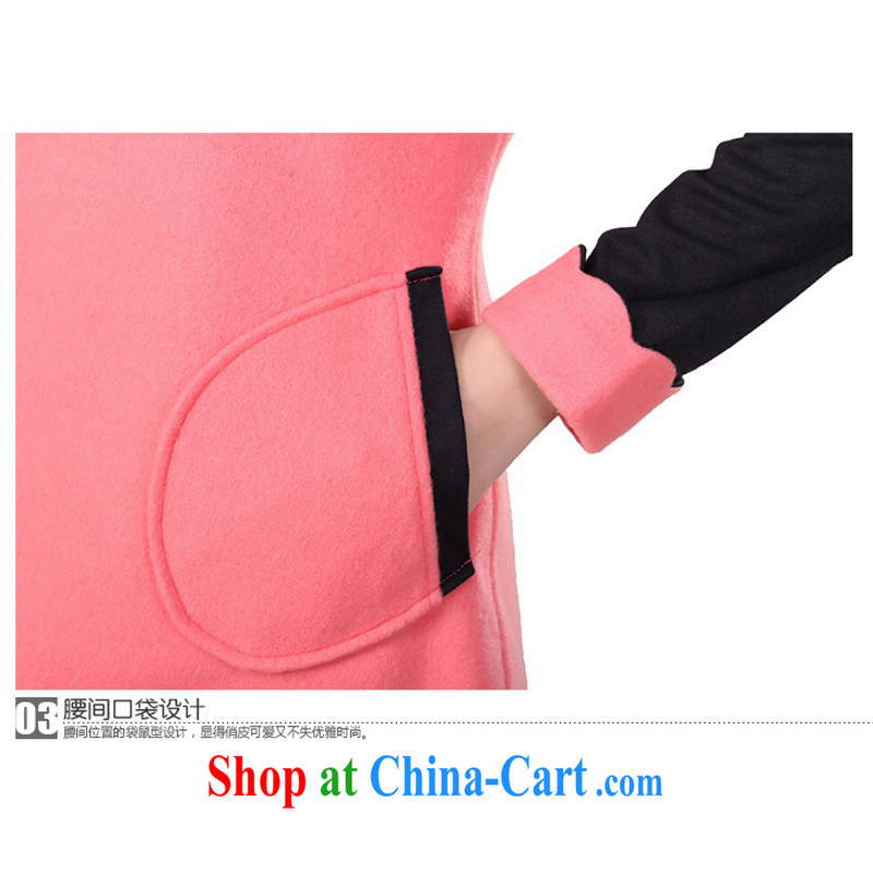 The delivery package as soon as possible e-mail KING SIZE, autumn and winter new stylish dresses elegance waves for long-sleeved spell color OL graphics thin skirt solid hair is short pink 4 XL 185 jack, land is still the garment, and shopping on the Internet