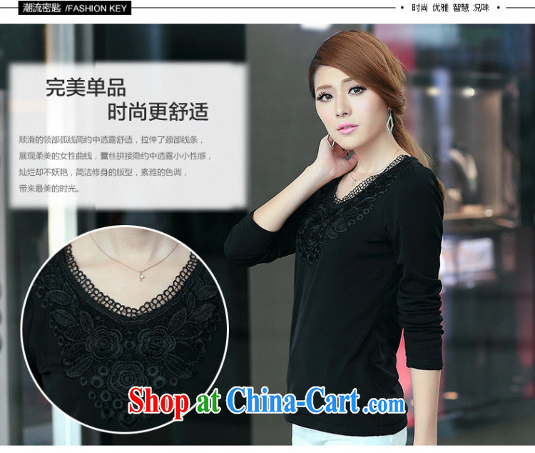 The fat XL women mm thick winter load new Korean lace stitching the lint-free cloth shirt solid fat sister T long-sleeved shirt graphics thin girls T-shirt black XXXL pictures, price, brand platters! Elections are good character, the national distribution, so why buy now enjoy more preferential! Health