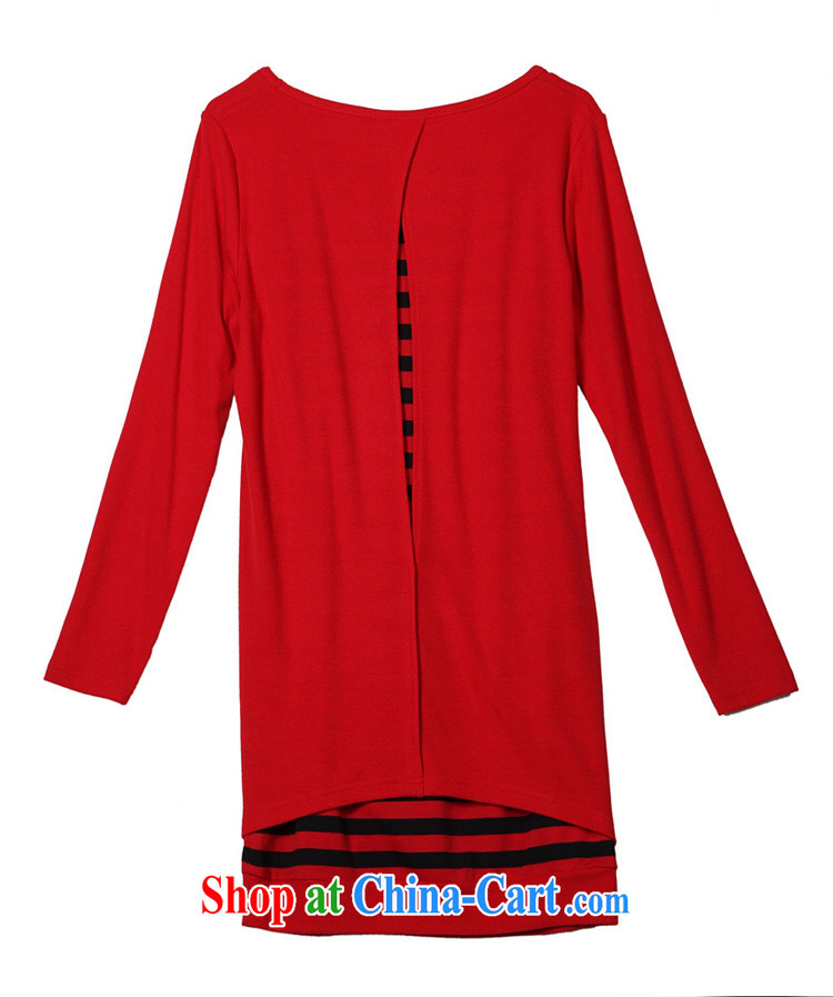 The estimated increase, women 2015 spring new Korean lady streaks thick mm thick sister long-sleeved video thin cotton loose solid two-piece dresses red XXXXL pictures, price, brand platters! Elections are good character, the national distribution, so why buy now enjoy more preferential! Health