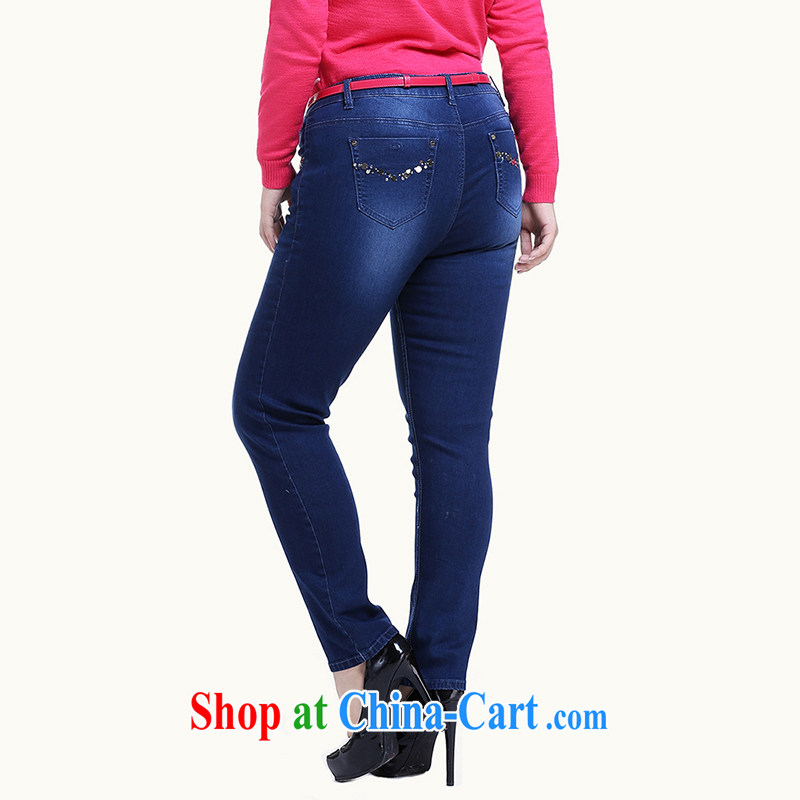 Slim LI Sau 2014 autumn and winter, the larger female Stylish spring beauty jeans Q 6052 blue 4 XL, slim Li-su, and shopping on the Internet