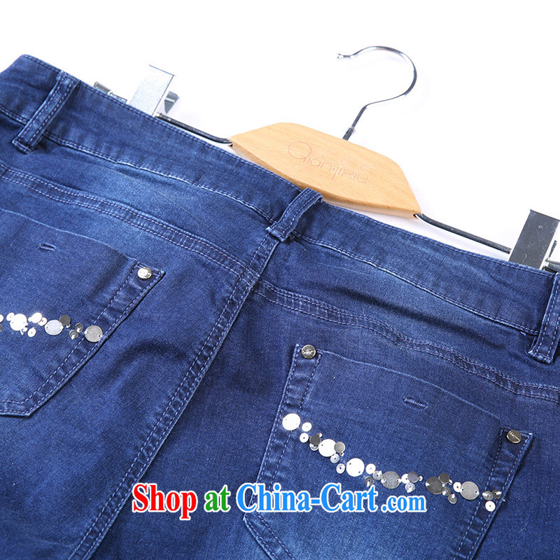 Slim LI Sau 2014 autumn and winter, the larger female Stylish spring beauty jeans Q 6052 blue 4 XL, slim Li-su, and shopping on the Internet