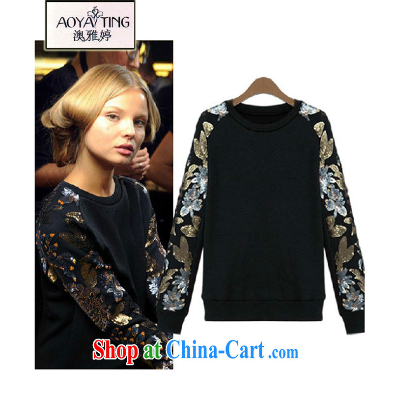 o Ya-ting the european sites in Europe and 2015 spring and fall new, T-shirt-neck long-sleeved-sweater girl and indeed XL baseball uniform black 5 XL recommends that you 175 - 200 jack