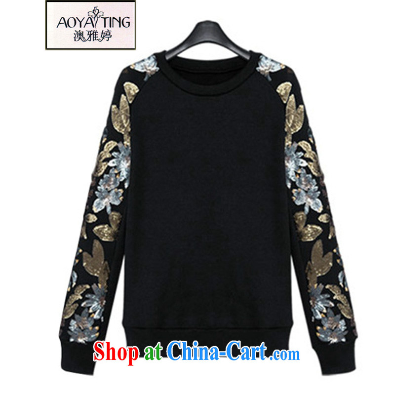o Ya-ting the european sites in Europe and America 2015 Spring and Autumn new on-chip T-shirt round neck long sleeved-sweater girl and indeed XL baseball uniform black 5 XL recommends that you 175 - 200 jack, O Ya-ting (aoyating), and, on-line shopping