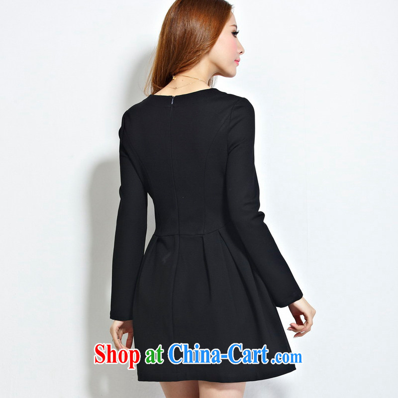 cheer for the code thick MM autumn and winter, the United States and Europe OL Solid Color thick sister graphics thin long-sleeved dress of the 2288 black 4XL, cross-sectoral provision (qisuo), online shopping