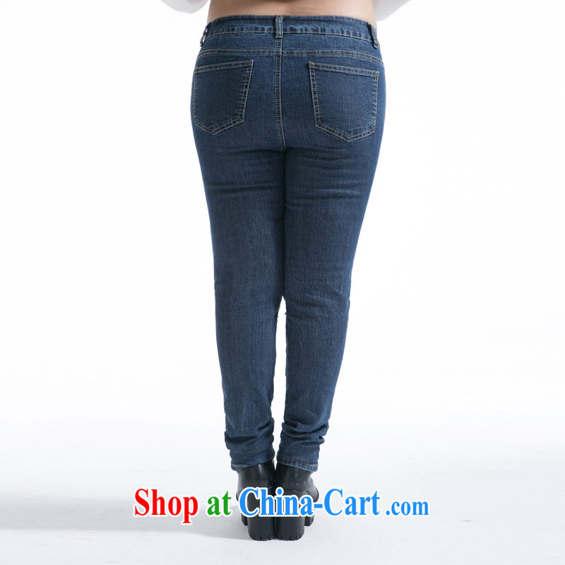 Thin (NOS) summer new, larger female jeans beauty graphics thin personalized hole castor pants M 48,221 dark blue 42, 180 jack, thin (NOS), online shopping