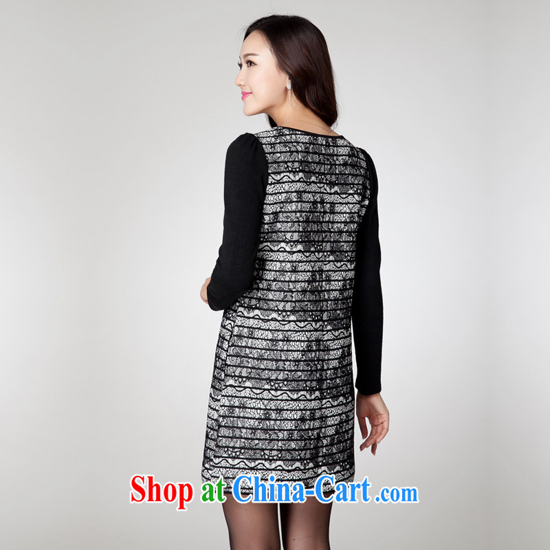 Ryan and the United States concluded the 2015 code female thick MM graphics thin new Korean version with lace stitching knocked color loose dress YF 063 black 3 XL (171 jack - 190 Jack through) and the US concluded (RIUMILVE), online shopping
