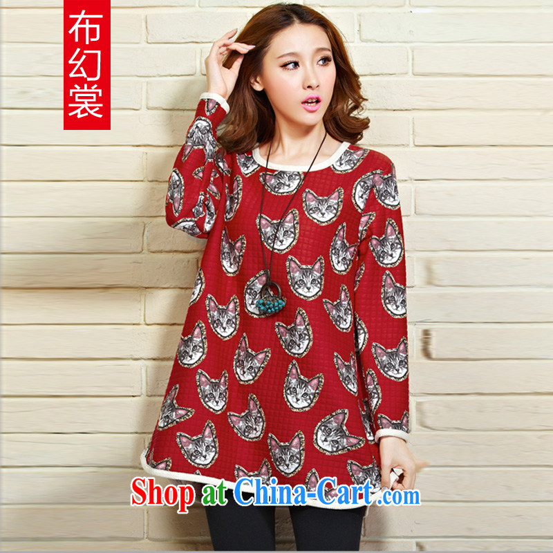 The Advisory Committee was winter clothing new cotton suit kitten pattern the lint-free cloth thicken the Code women long-sleeved T-shirt TW 2196 red XL